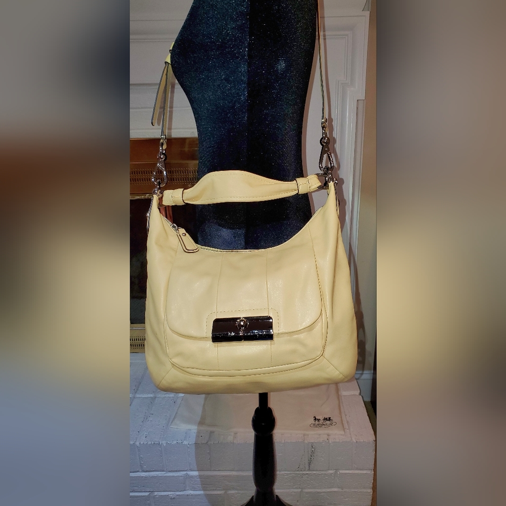 Coach Kristin Crossbody Leather Hobo Bag Buttercup Yellow, OS